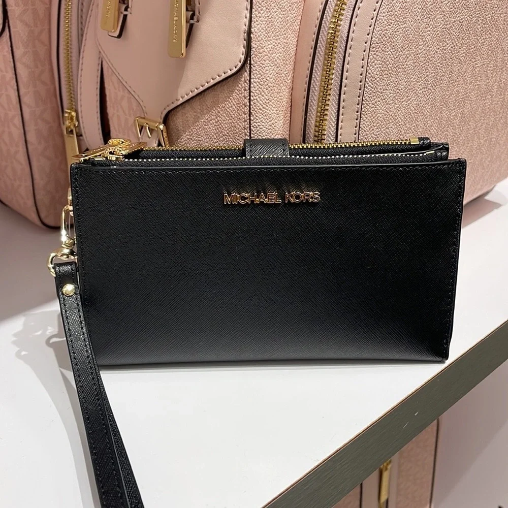 MICHAEL KORS LARGE DOUBLE ZIP WRISTLET WALLET PHONE CASE CLUTCH 
Black - Picture 3 of 16